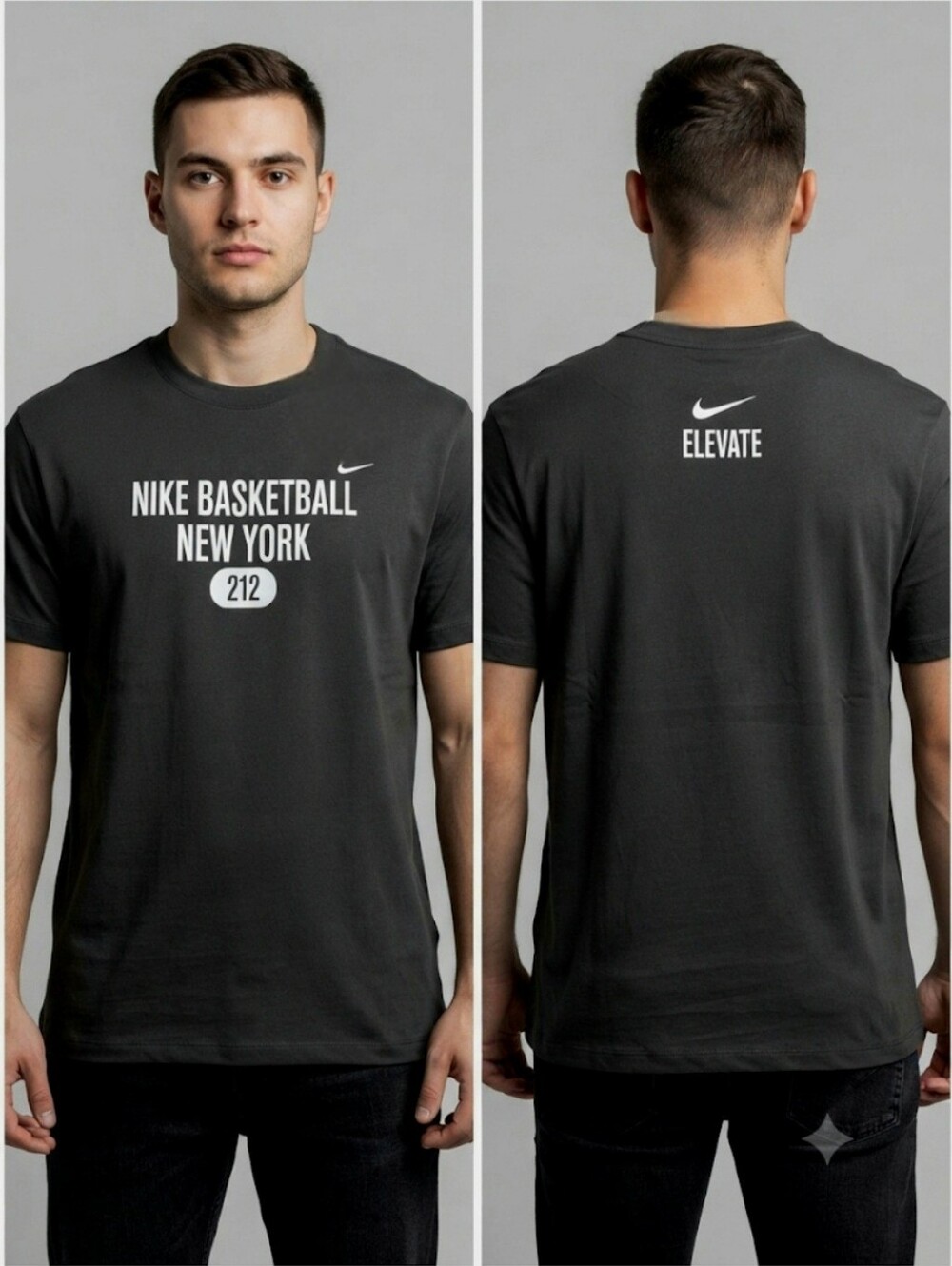 Nike Basketball New York T-Shirt Black 212 Elevate 100% Cotton Short Sleeve XL